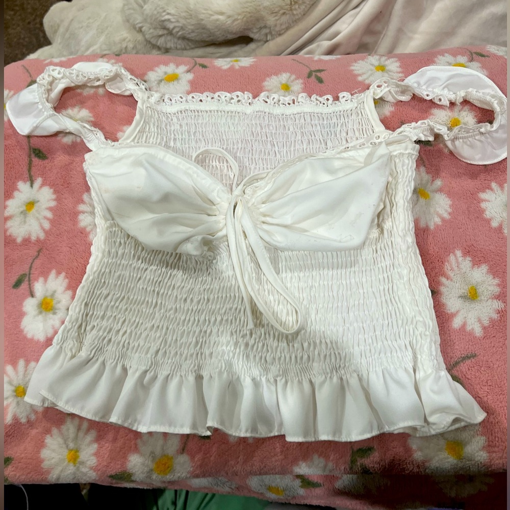 Lace blouse, off the shoulder, Target Wild Fable brand, cute bow in the middle!